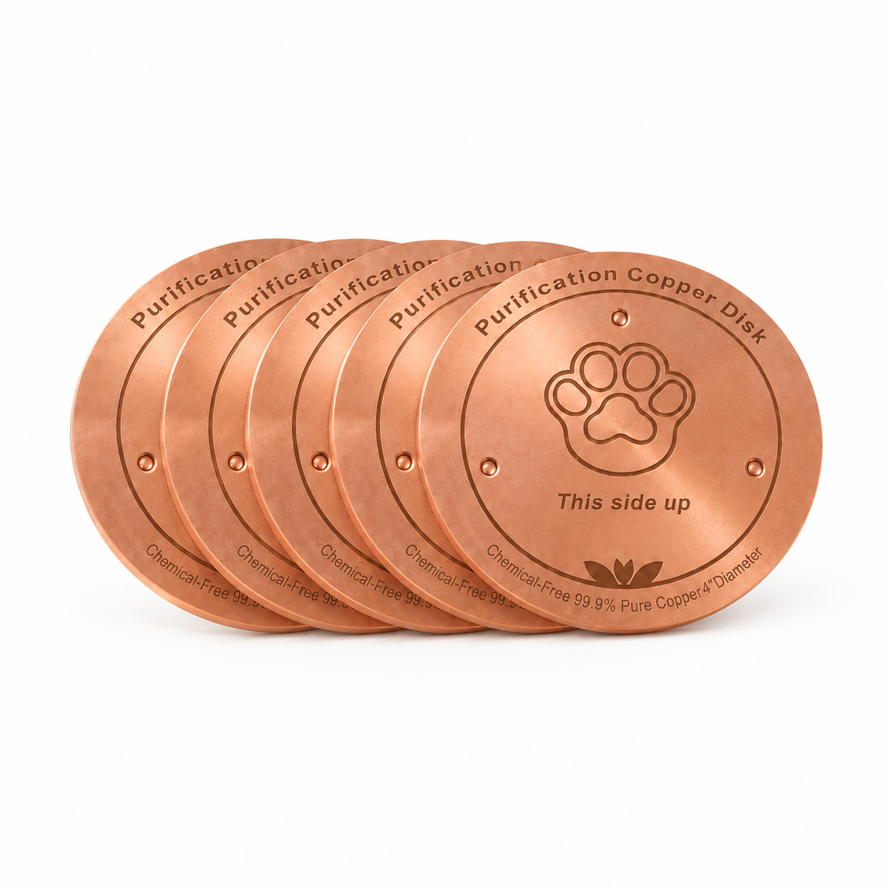 Multiple copper discs for dog and cat water bowls